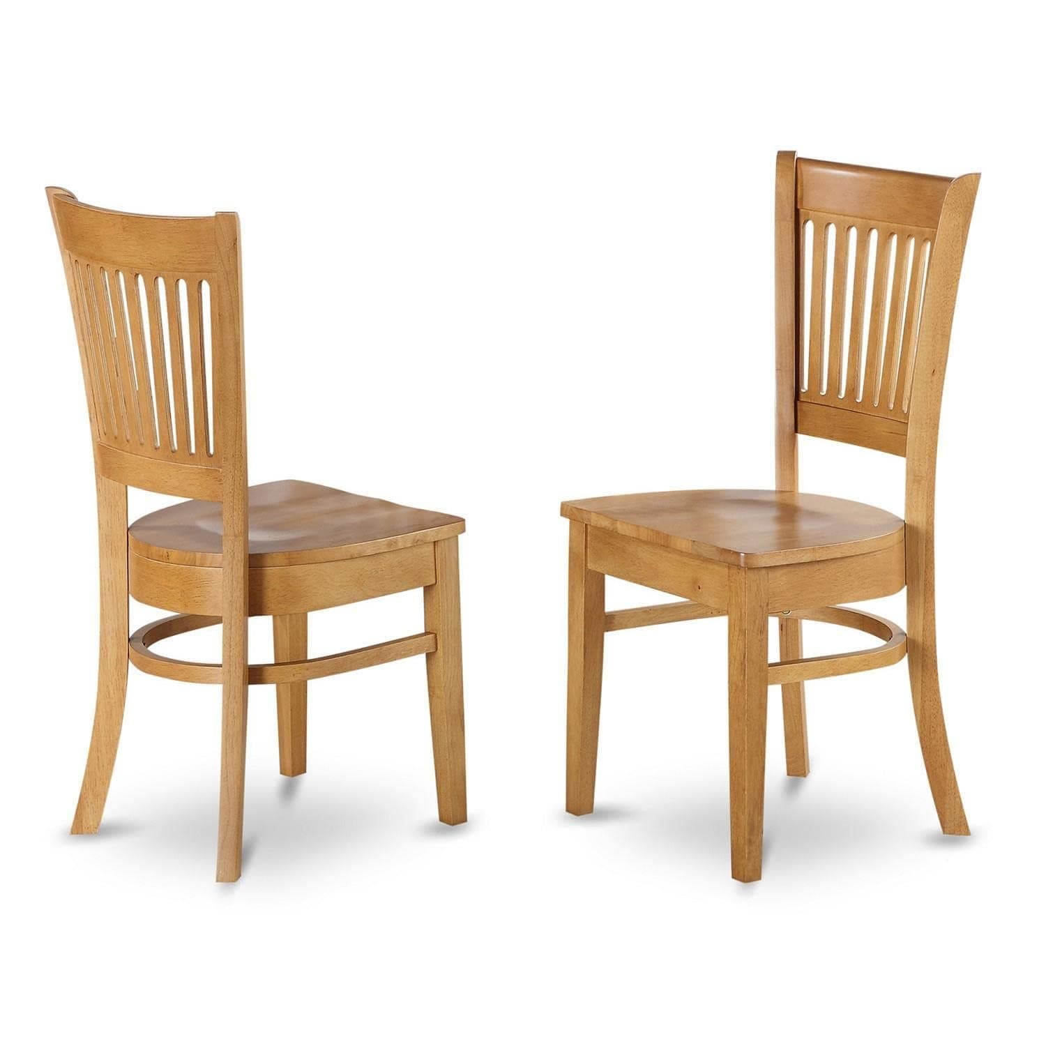 East West Furniture VAC-OAK-W Vancouver Kitchen Dining Chairs - Slat Back Wooden Seat Chairs, Set of 2, Oak