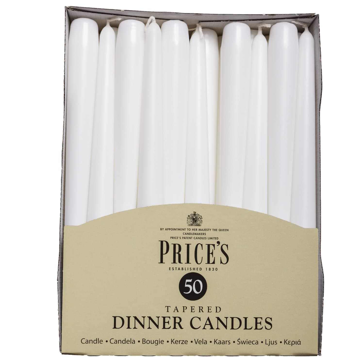 Candles Tapered Dinner Candles White Unscented Wax Pack of 50 | 7 Hour Burn Time Elegant Long Candles for Home Decor, Events, Celebrations & Dining