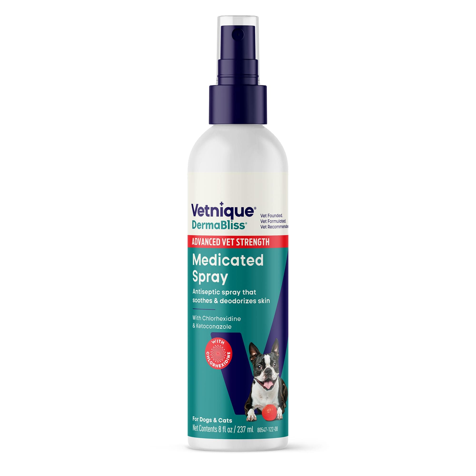 Vetnique DermaBliss Advanced Strength Chlorhexidine for Dogs Skin Spray - Antibacterial Medicated Spray for Skin Infections & Irritation, Hot Spots & Yeast Areas (Medicated Spray, 8oz)