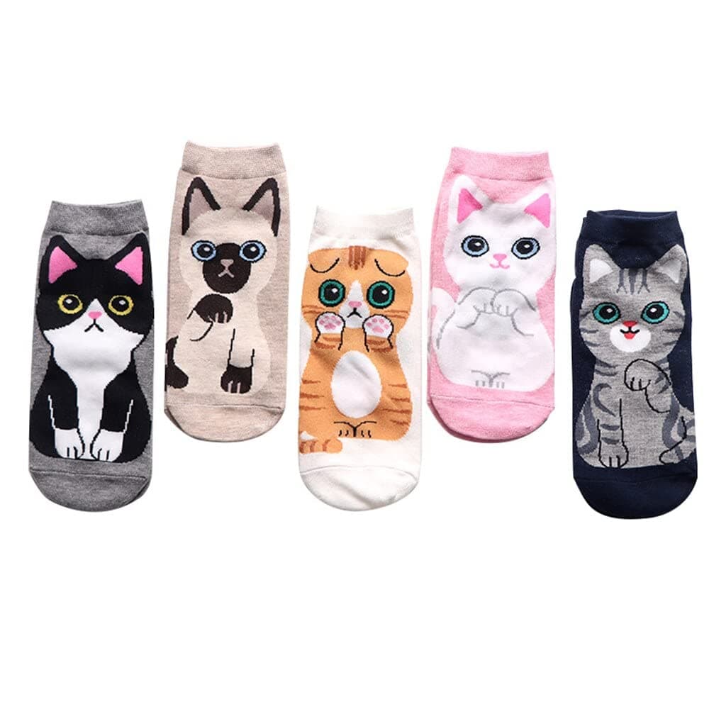 BAREPEPELow Cut Cute Socks For Women Dog Cat Novelty Animal Socks for Girl Cartoon Cotton Casual Crew Funny Socks(Mix Color&Design)