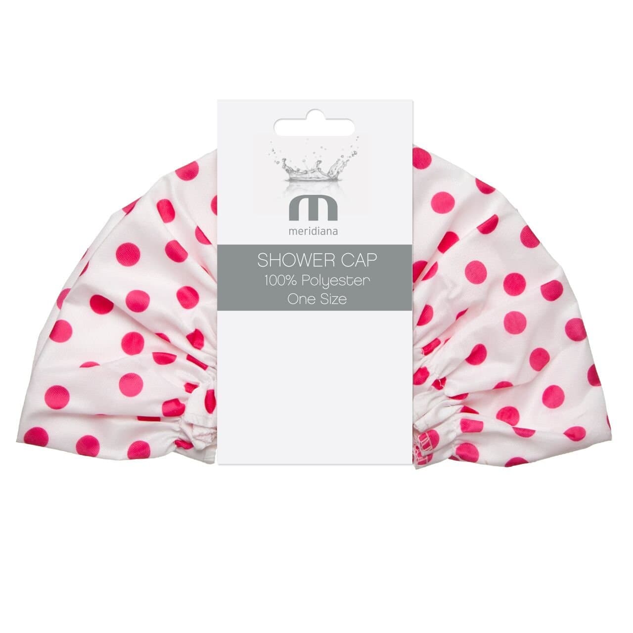 Meridiana Shower Cap, White with Pink Polka Dots