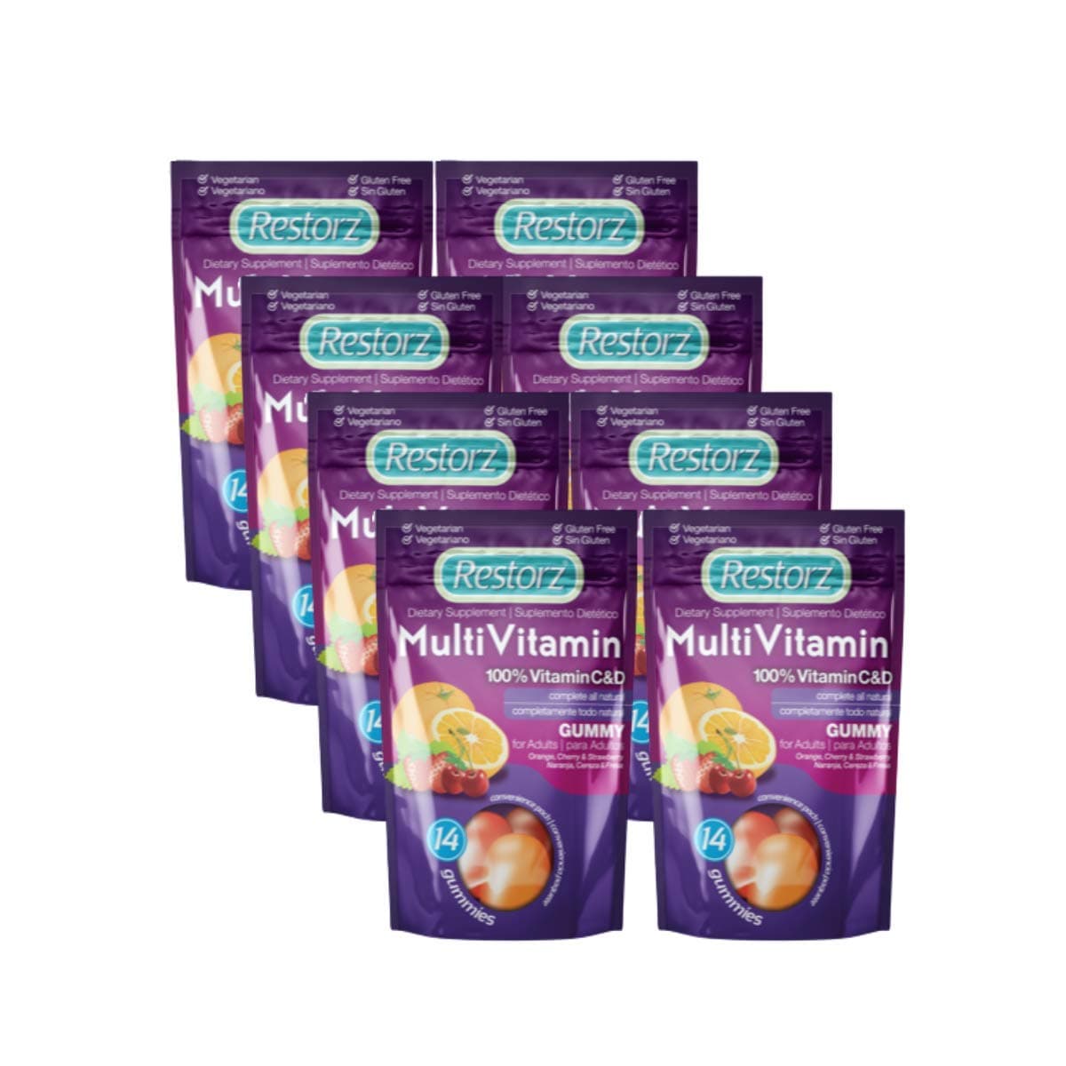 Adult Multivitamin Gummy by Restorz, Multivitamin Gummies with Zinc, Vitamin A, B Vitamins, Vitamin C, E, and D Vitamins, Immune Support Dietary Supplement, Assorted Flavors, 60 Servings (112 Gummies)