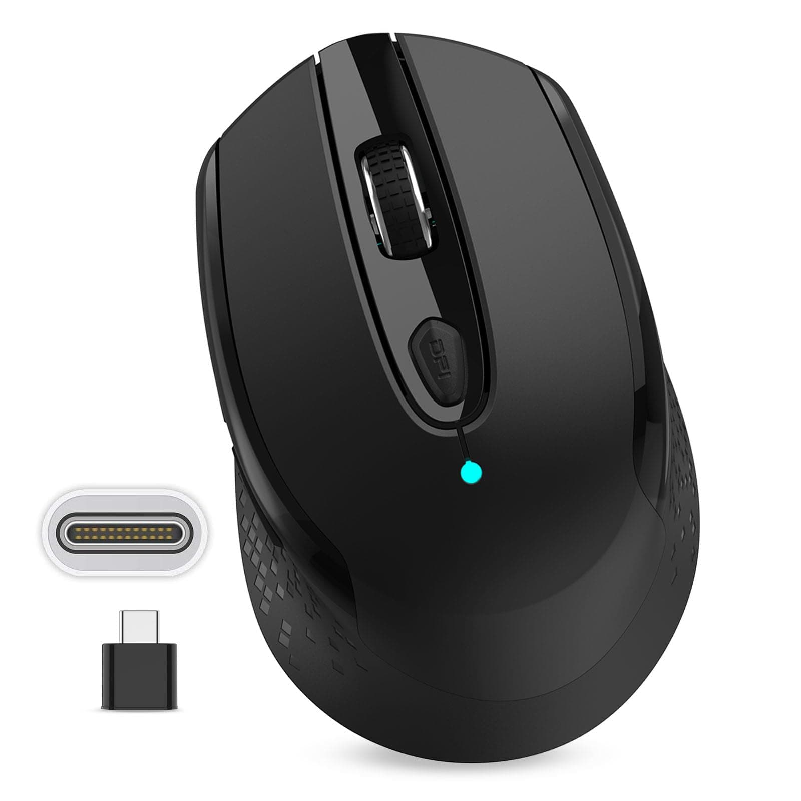 USB C Wireless Mouse, Type C Silent Mouse for MacBook Air/Pro, 2.4G Cordless Computer Mice with 6 Buttons and 3 Adjustable DPI for Mac, Laptop, Desktop, PC