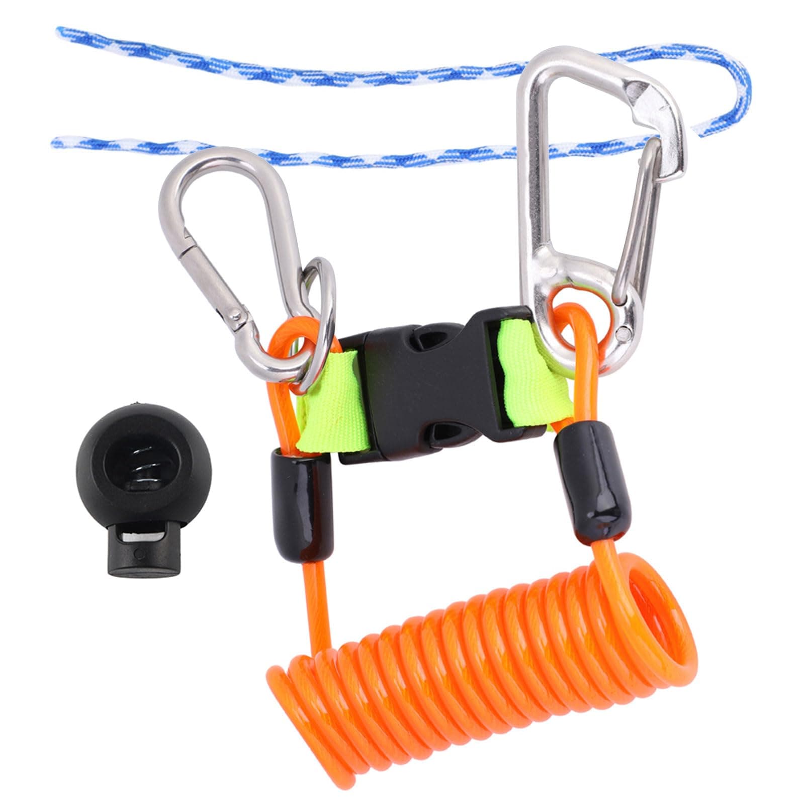 Agatige Scuba Diving Lanyard, Stainless Steel Diving Camera Lanyard Spring Coiled Lanyard, Heavy Duty Diving Lanyard Clip with Strap Quick Release Buckle for BCD, Cameras, Diving Torch