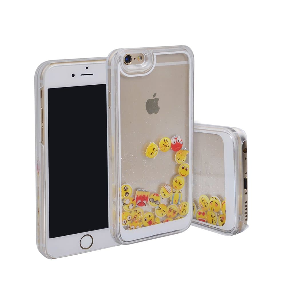 Nasin iPhone 6 Case, iPhone 6s Case, New design 3D Bling Glitter Sparkle Liquid case, Funny Emoji Face Smiley Face back cover For iPhone 6/6s(silver)