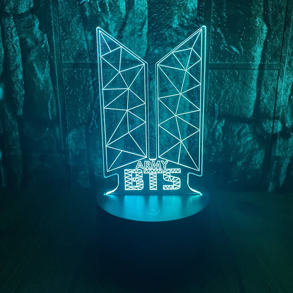 althiqahkey Kpop BTS Bangtan Boys 3D LED Optical Illusion Decoration Table Lamp 16 Colors Remote Control Acrylic Visual Night Light Easter Xmas Birthday Gifts for Music Lover boys girls
