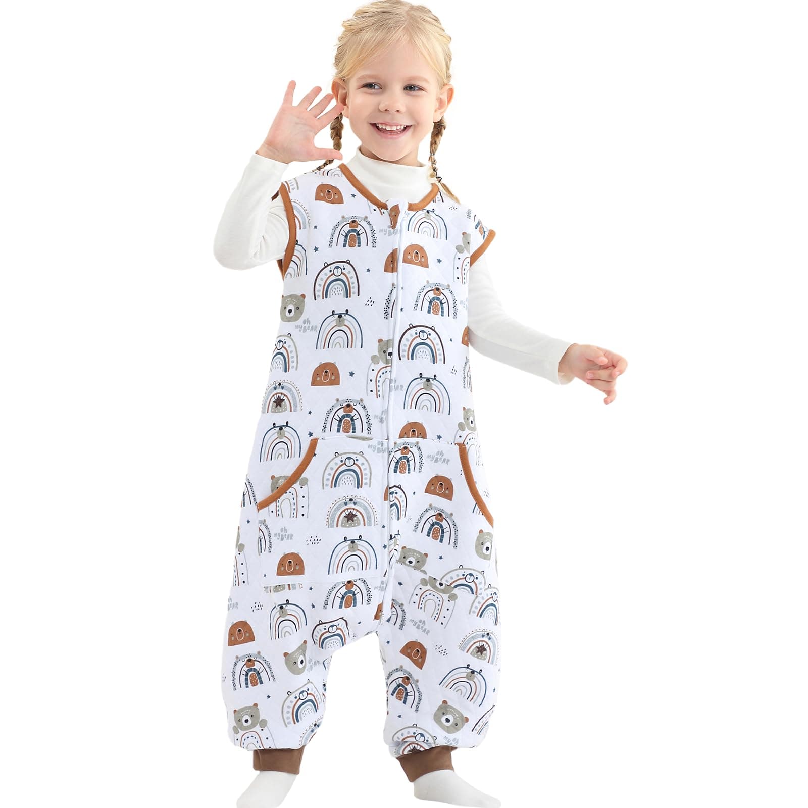 WONDAY Toddler Sleep Sack with Feet, 1.0 Tog Lightweight Sleeping Sacks for Walking with Legs,5T 7T