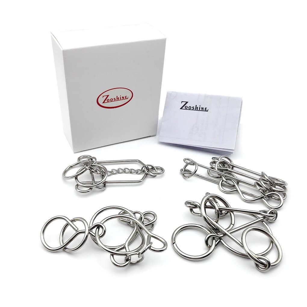 Zooshine 4PCS Advanced Metal Brain Teasers Puzzles Higher Level Challenge for Party Games,Parent-Children Games, Office Toys, Gift for Kids Adults