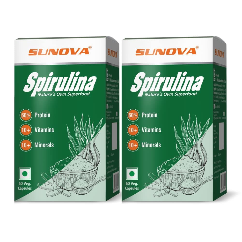 Sunova Organic Spirulina 60 Capsules (Pack Of 2)