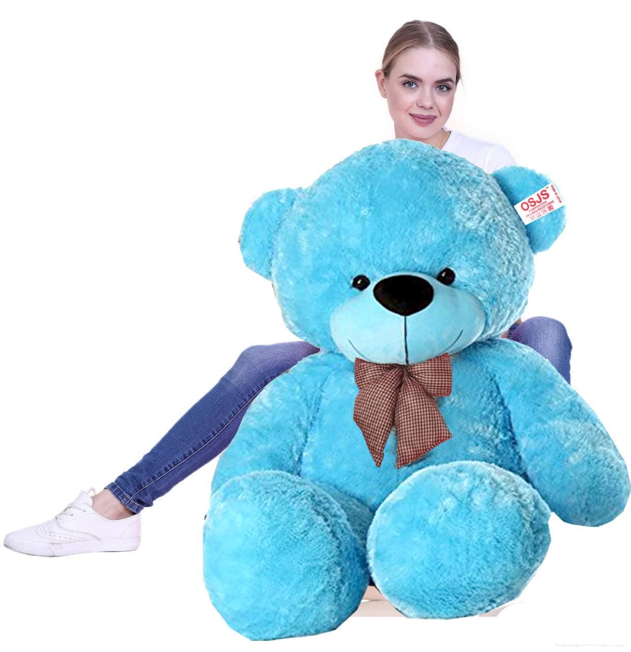 Amazing New NP Toys Soft Plush Fabric Teddy Bear with Neck Bow 4 Feet (122 cm)Pink (Sky Blue, 6 Feet)