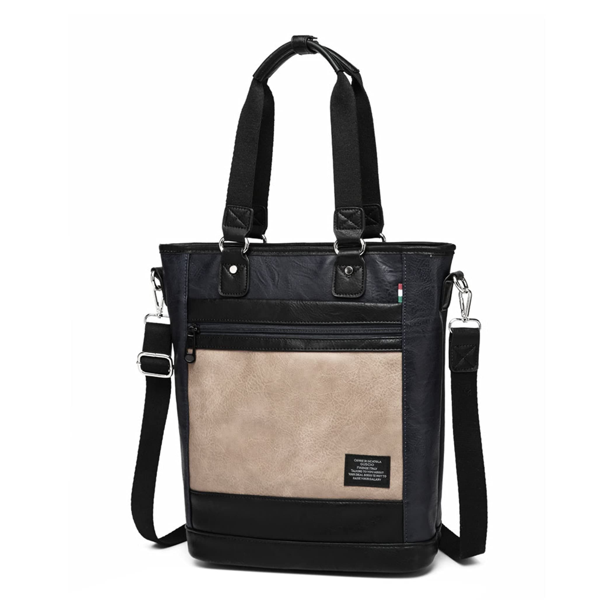 [GUSCIO ITALY]トートバッグ メンズ 大容量 軽量 撥水 耐摩擦 PUレザー素材 A4 14インチPC対応 ビジネス カジュアル 通勤 通学 2way ビジネスバッグ ショルダーバック 198021