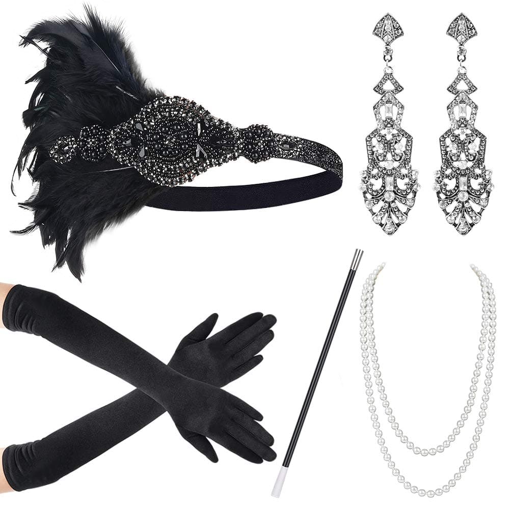 1920s Gatsby Accessories Set for Women Flapper Costume with 1920s Headband