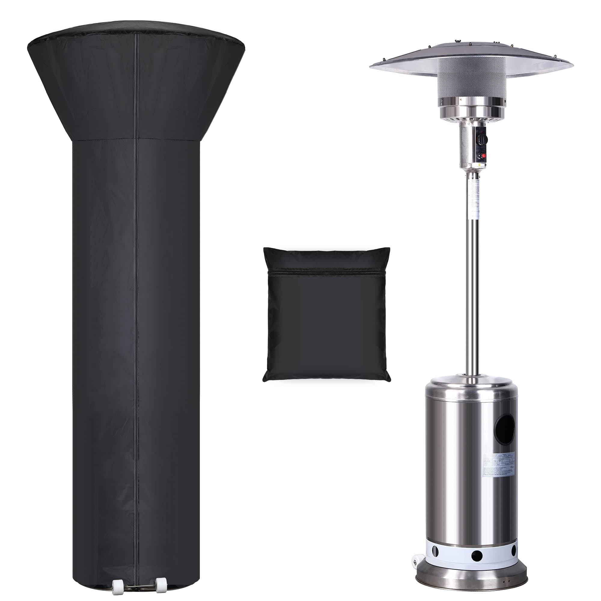 Patio Heater Covers with Zipper and Storage Bag,Waterproof,Dustproof,Wind-Resistant,Sunlight-Resistant,Snow-Resistant,Black,87'' Height x 33" Dome x 19" Base