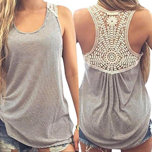 Blouse,NOMENI Women Summer Lace Vest Short Sleeve Casual Tops T-Shirt (S)