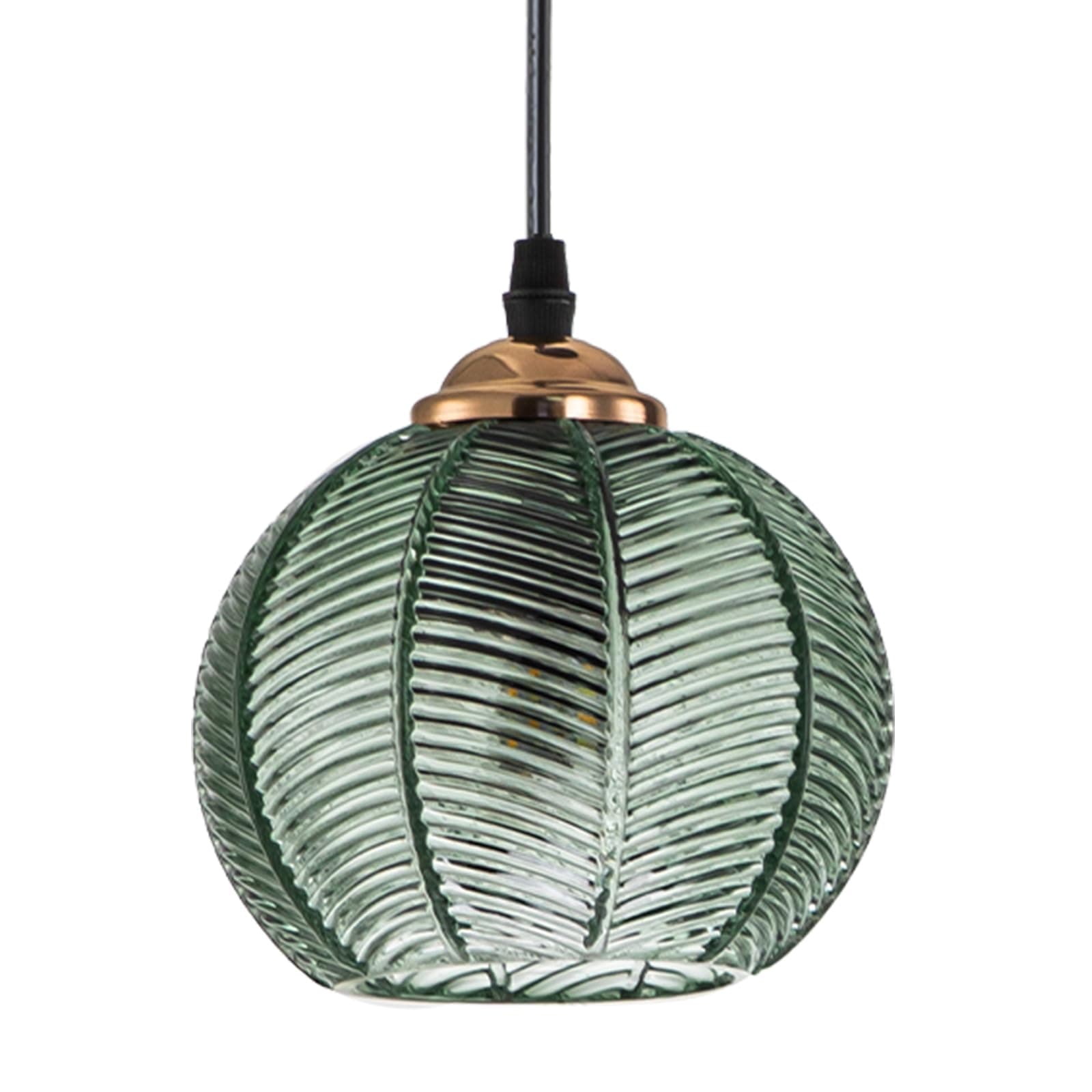 Small Pendant Light Island Pendant Lights for Kitchen Hand Blown 1-Light Globe Glass Pendant Light with Green Ribbed Shade mid Century Pendant lamp for Dining Room Bedroom