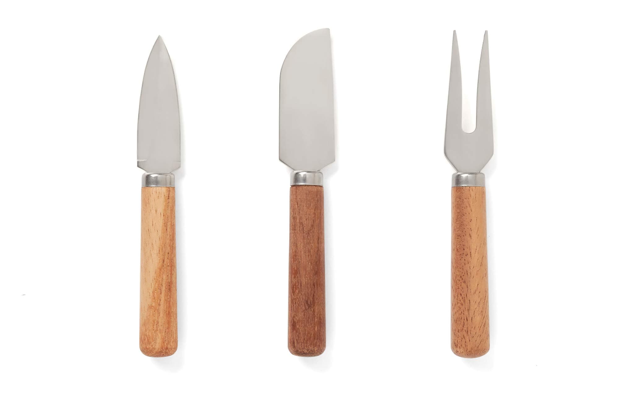 Ironwood Gourmet Acacia Wood Handles Stainless Steel Cheese Knives, Set of 3, Brown