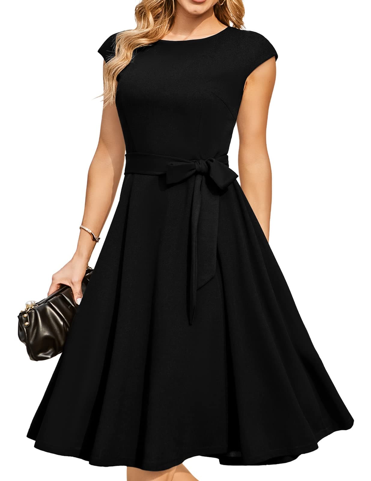 Women's Cocktail Dresses, Formal Wedding Guest Modest Church Vintage Tea Party Midi Evening Dress