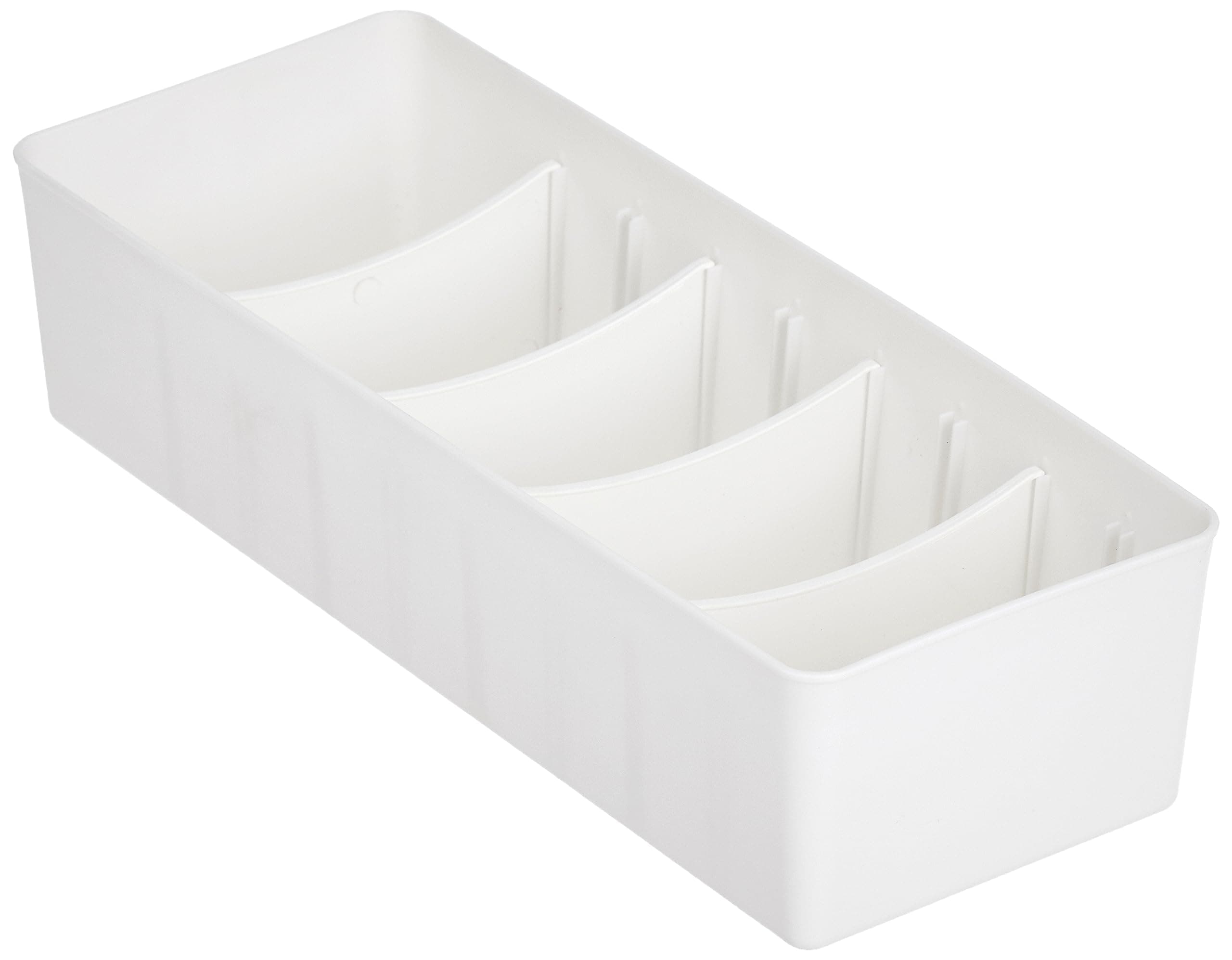 Amazon Brand - Solimo Multi-purpose Adjustable Drawer and Wardrobe Organiser for Socks |Underwear | Ties | Jewellery (Set of 4, White)