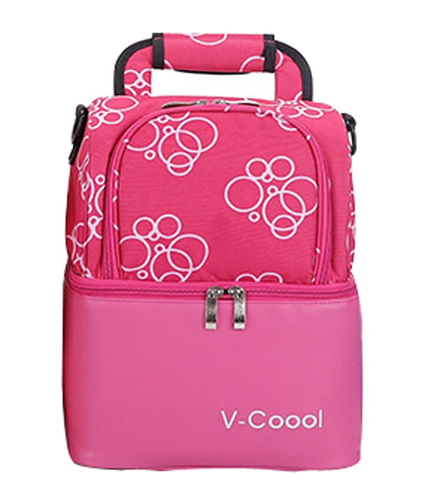 Ecokaki(TM) Double Insulation Handbag Lunch Bag Milk Preservation Bag Hold Cold Package Tote Organizer Box With Shoulder Strap, Rose