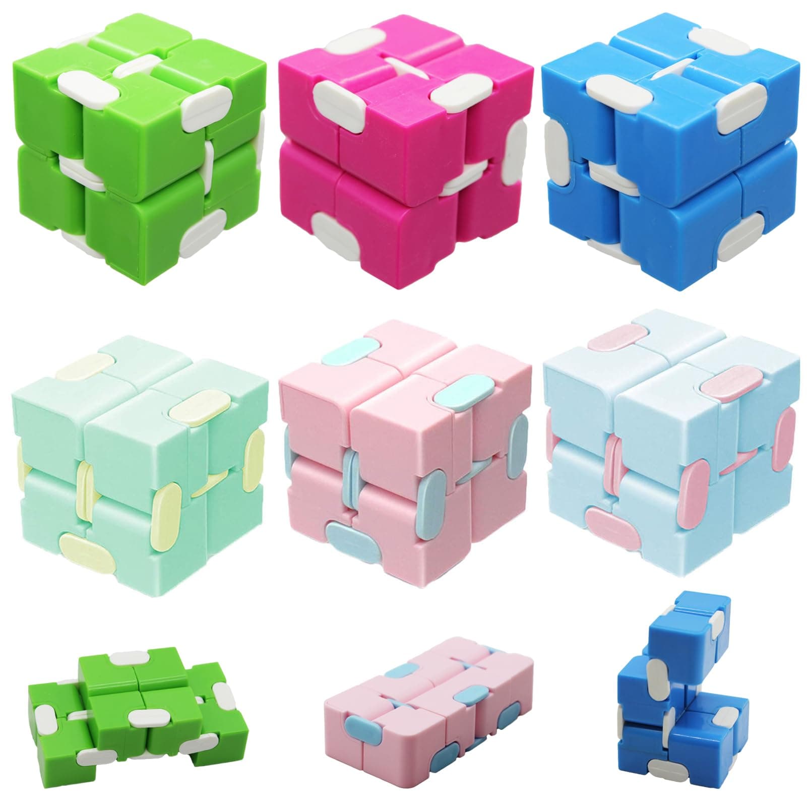 6 Pack Infinity Cube Toys, Fidget Blocks for Kids Boys Girls, Infinite Cubes Flip Cube Finger Toys for Birthday Gifts Goodie Bag Basket Stuffers Classroom Prizes Party Favors