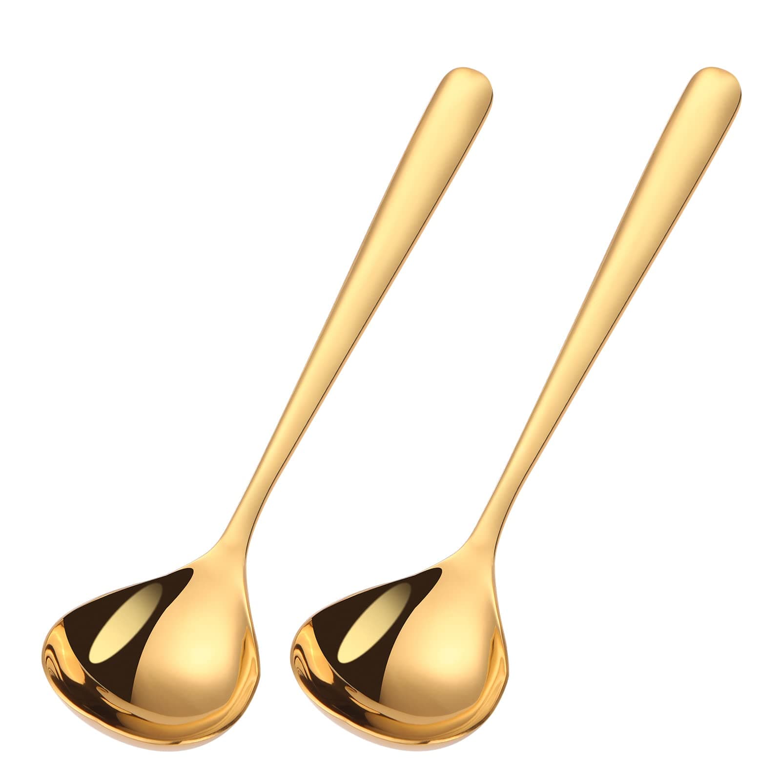 2-Piece 1 oz. Mini Ladle 7.68in Stainless Steel Gold Soup Spoons Small Ladel for Sauce Gravy Ladles for Gravy Boat Serving Spoons Dishwasher Safe Metal Ladels for Cooking