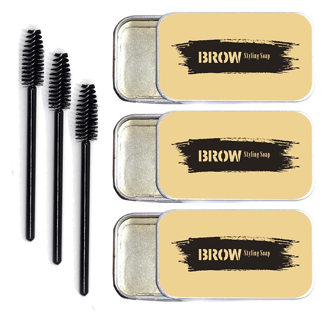 [3 Pcs] 3D Feathery Brows Makeup Balm Styling Brows Soap Transparent Eyebrow Fixed Lasting Eyebrow Setting Gel Waterproof Cream (3 Pcs)