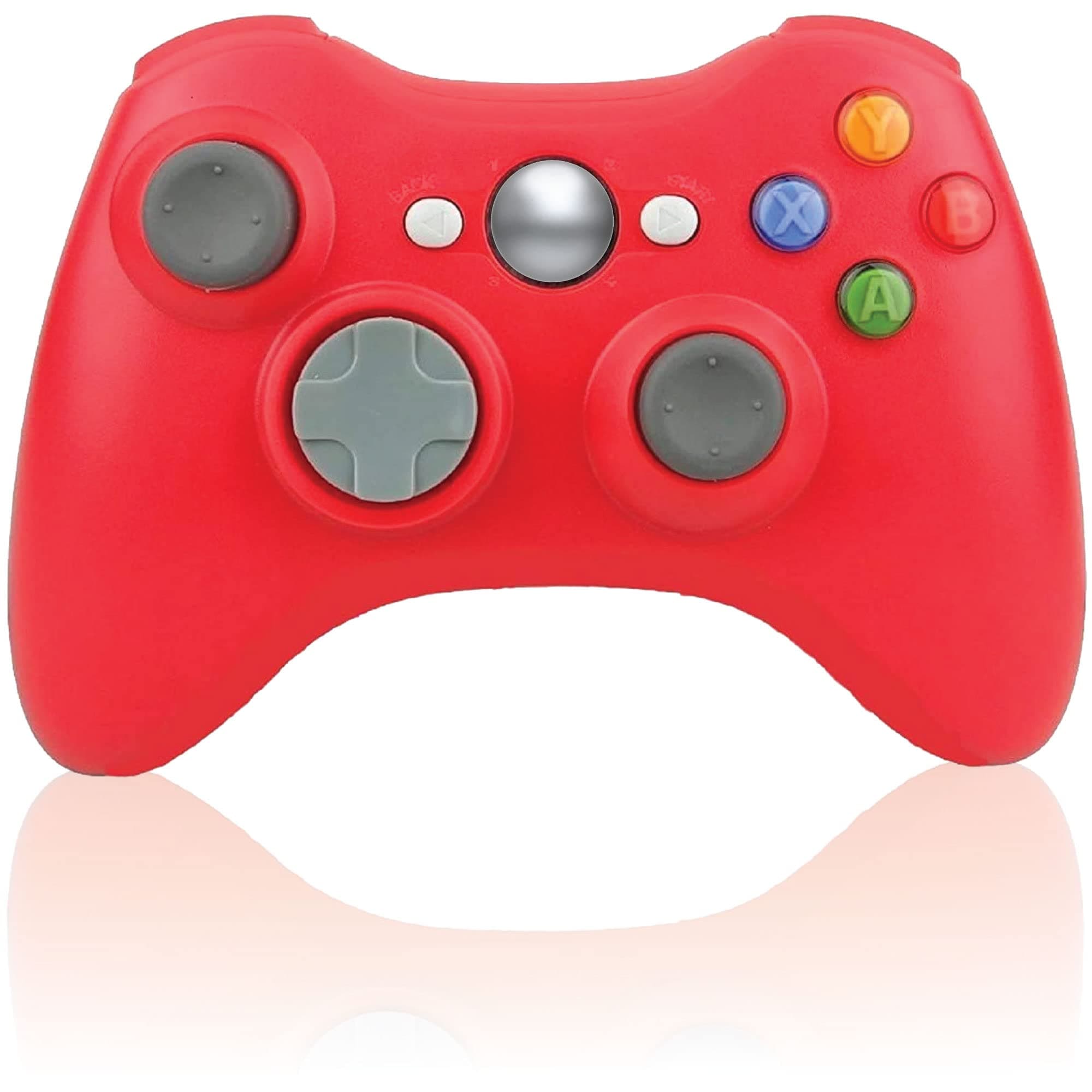 BEK Controller replacement for Xbox 360 Controller Wireless Remote Gamepad Non-Slip Joystick Thumb Grips Double Shock Live Play Compatible with Microsoft Xbox 360 Slim PC Windows 10 8 7 Color (Red)
