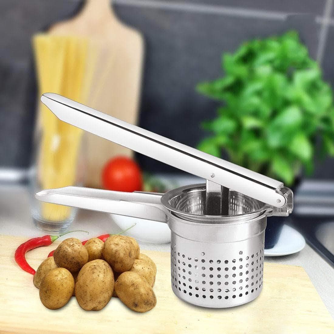 GAFFEL Stainless Steel Potato Ricer/Potato Masher (Silver-Mirror Finish, 10 * 4 inch)