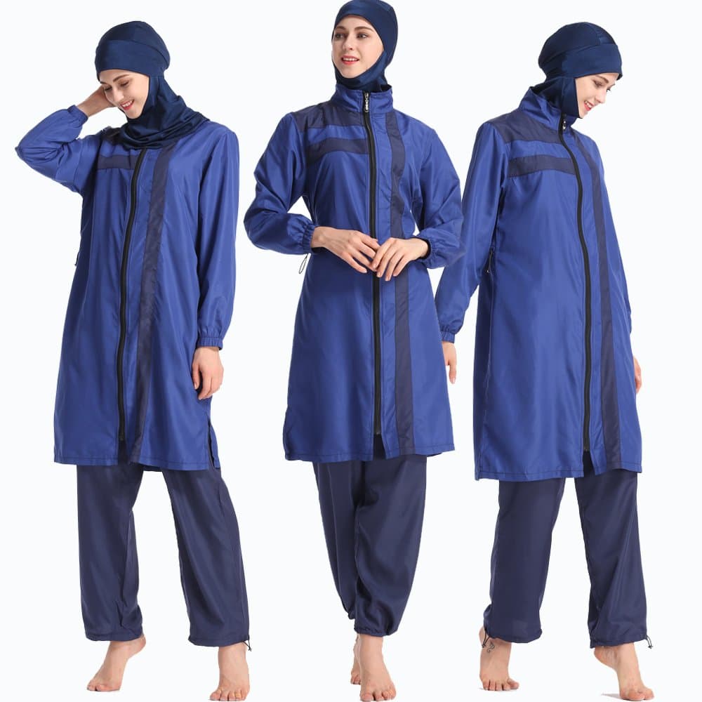ziyimaoyi Modest Swimwear with Hijab Detachable, Muslim Swimsuit Islamic Modest Swimwear Beachwear Full Length Swimwear
