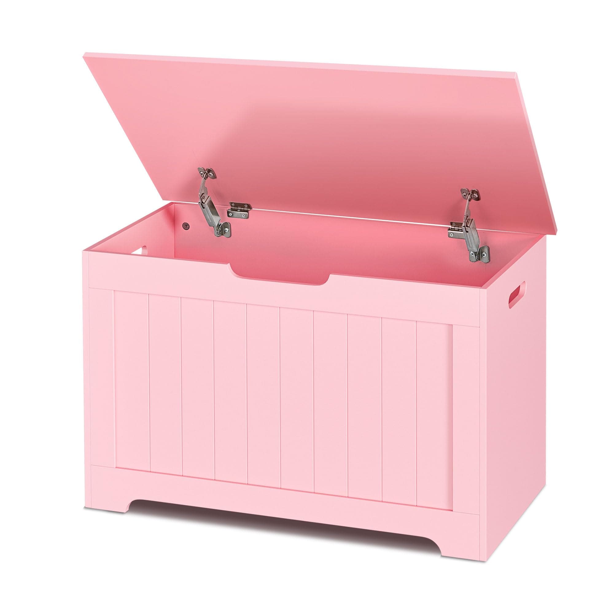 SUPER DEAL Storage Chest, 30 inches Chest Box Organizer with 2 Safety Hinges, Wooden Entryway Storage Bench, Pink