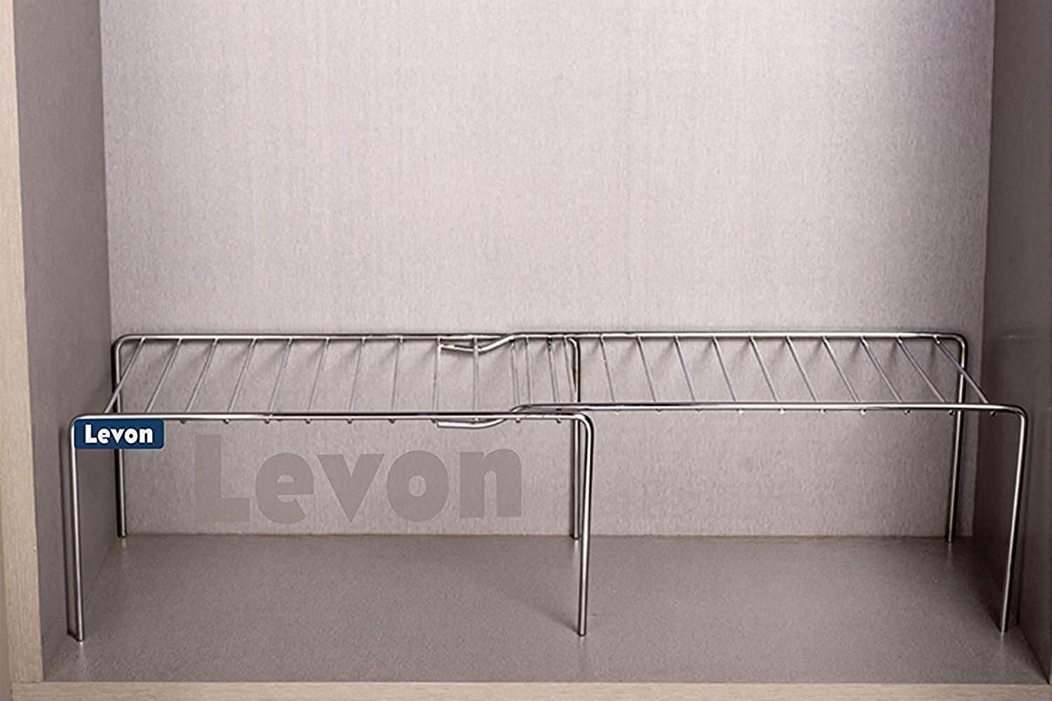LEVONStainless Steel Kitchen Dish Rack Expandable Storage Shelves for Kitchen Cabinets Multipurpose Organizer Extend Up to 580 mm with Anti-Rust Nano Coating