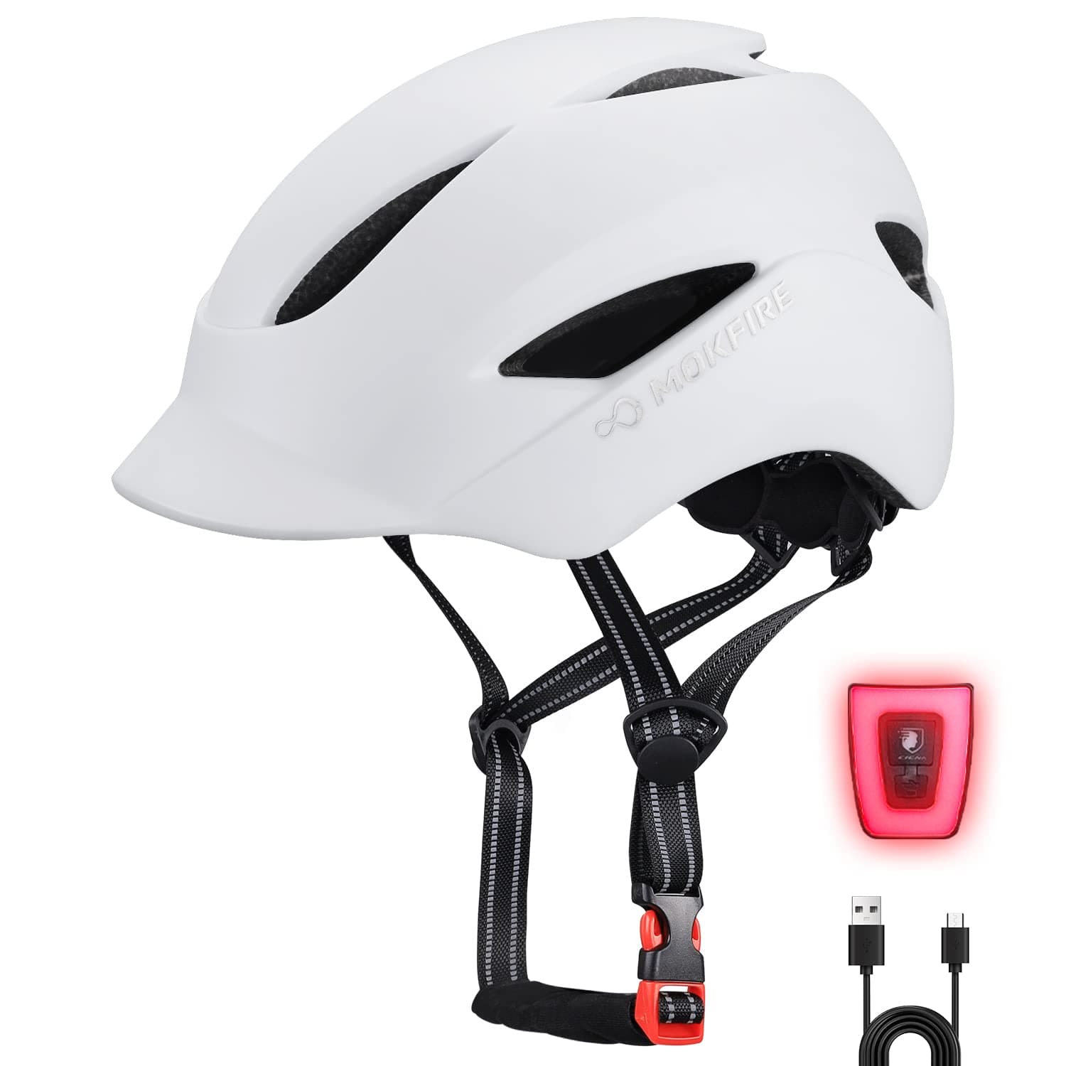 Adult Bike Helmet with USB Charge Rear Safety Light & Reflective Strap, Urban Commuter Bicycle Helmet for Adult Men/Women
