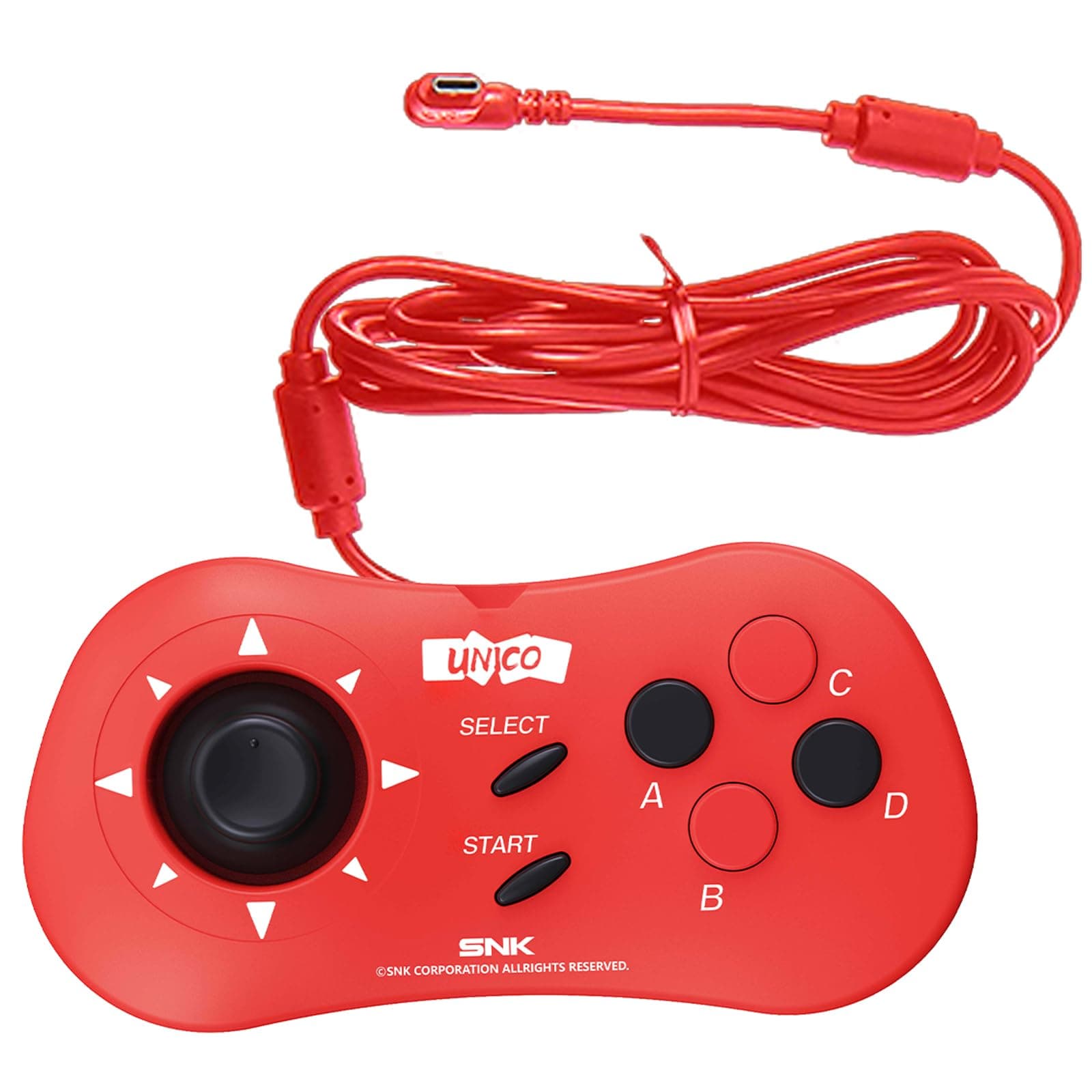 UNICO Mini Controller, SNK Wired Game Pad Compatible MVS Mini/NEOGEO Mini/NEO-GEO Arcade Stick Pro for Two Players to Play Games Simultaneously - Red