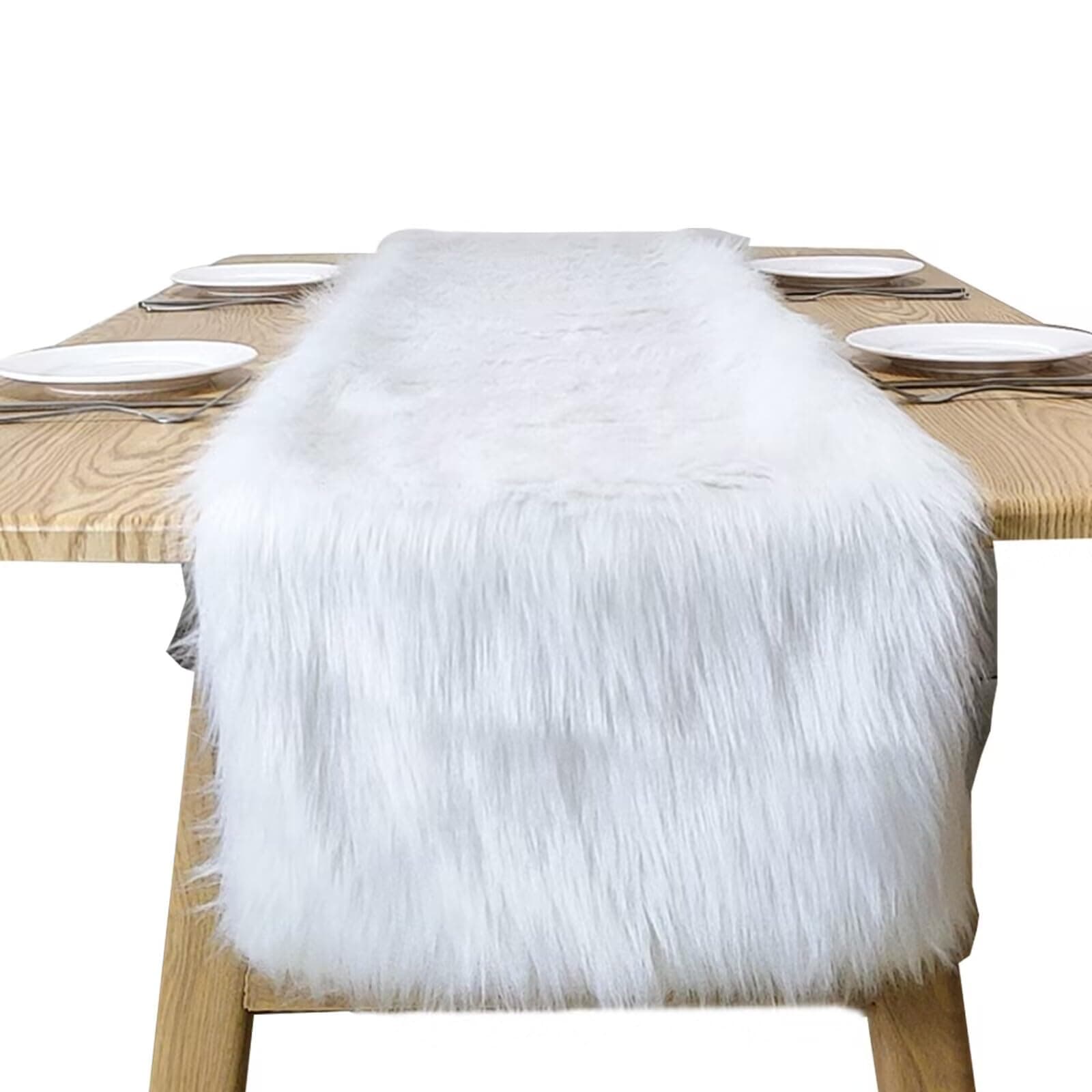 Table Runner,Modern Snowy White Faux Fur Decor Runner for Party,Birthday,Thanksgiving,Xmas,Dresser,Wedding,Dinning Table,Home Dinning Table Decor,Christmas Table Runner Coffee Table Runner