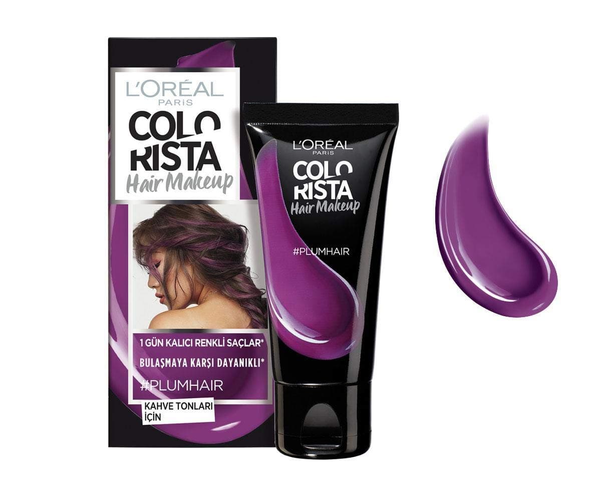 Colorista Hair Makeup Temporary Brunette Hair Colour, Plum Purple