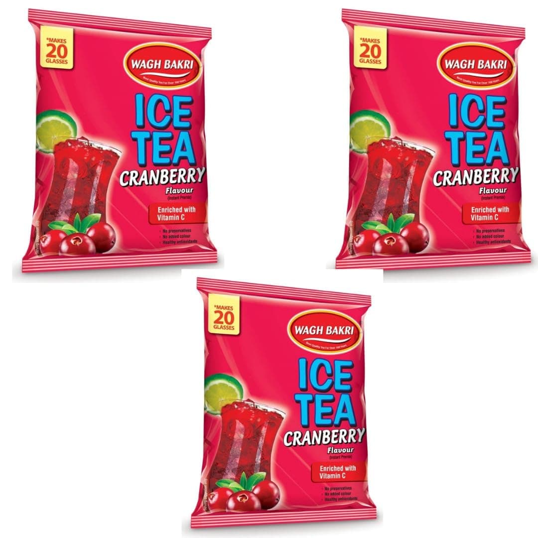 Wagh bakri Cranberry Iced Tea - 250 Gram (Pack of 3)