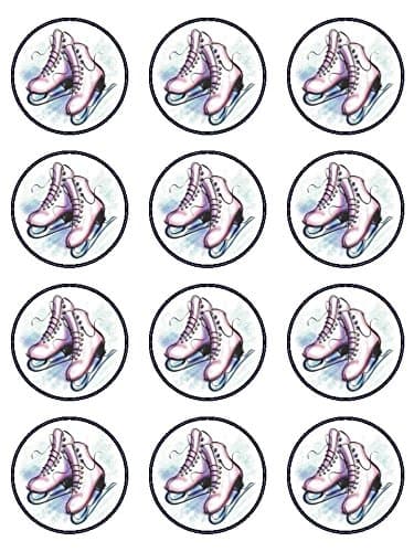 24 Ice Skates Edible Rice Card Fairy Cake Toppers
