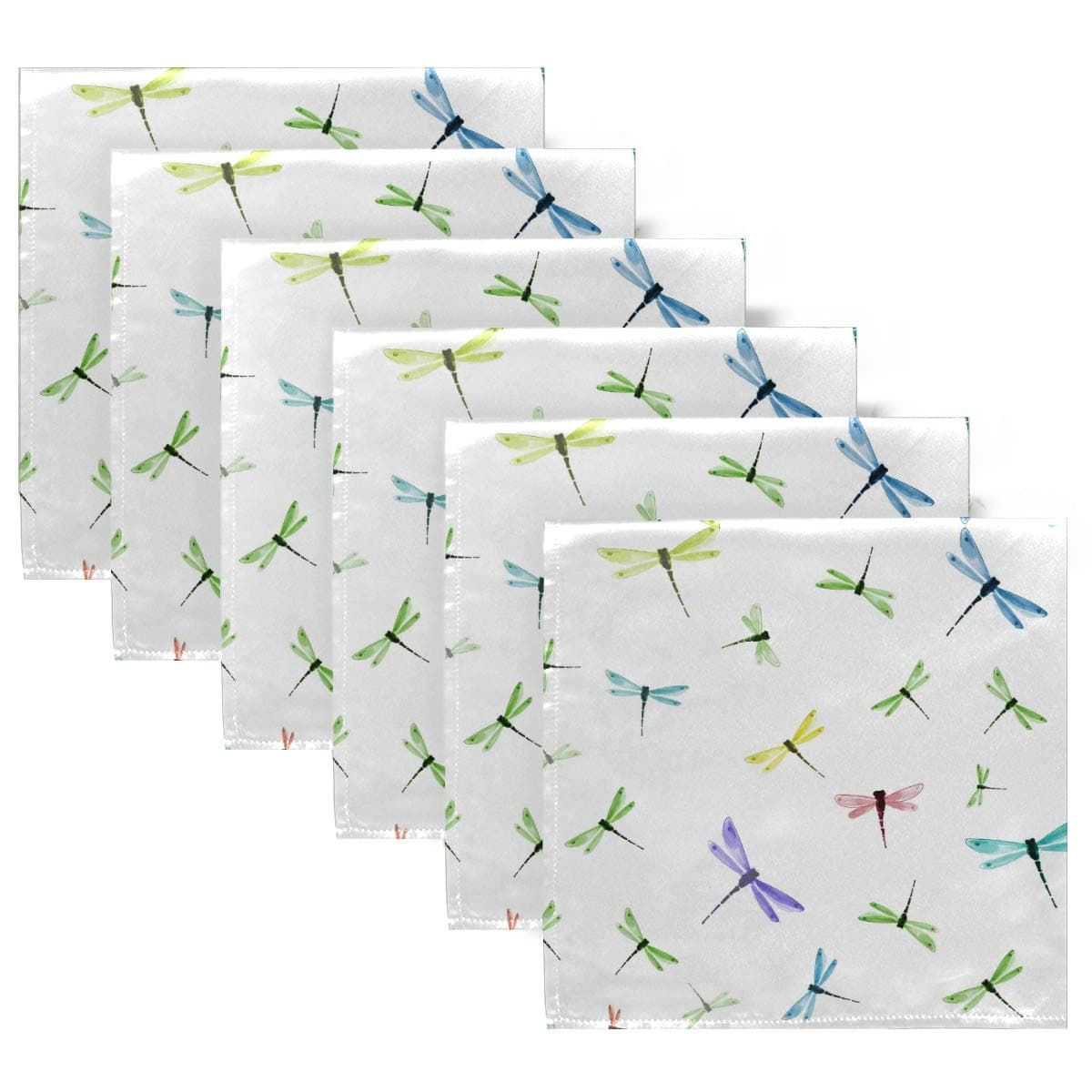 ALAZA Color Dragonflies Cloth Napkins Dinner Napkins Set of 6,Reusable Table Napkins Washable Polyester Fabric for Cocktail Party Holiday Wedding Home Decorative