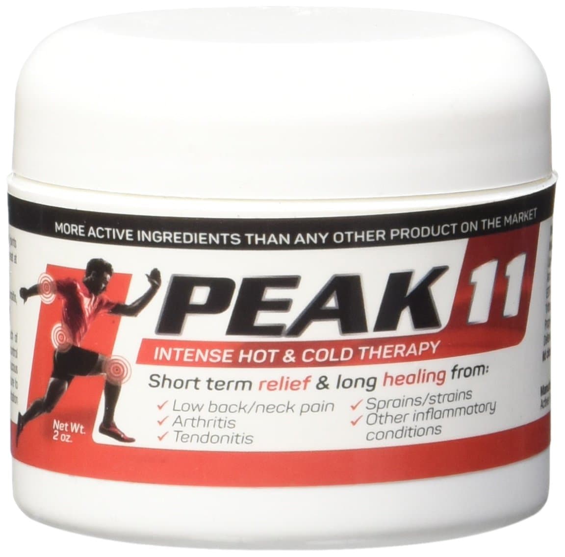 Pain Reliever Cream Peak 11 By Peak Performance Products Pain Relief of Arthritis Low Back/neck Pain Tendonitis Tennis Elbow Golfers Elbow Knee Shoulder Pain Neuropathy Carpal Tunnel Fibromyalgia Plantar Fasciitis Bursitis Sciatica Inflammation Conditions and Joint/muscle Pain Perform Pain Free Today!