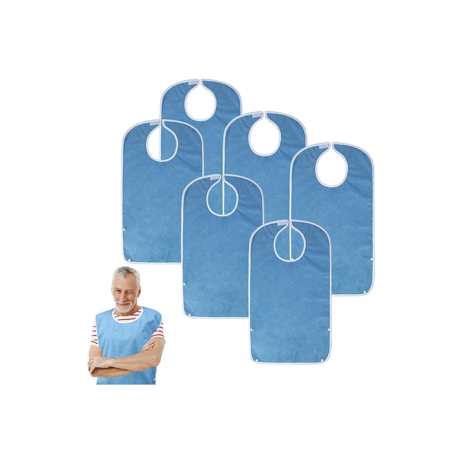 Adult Bibs for Eating, Waterproof Clothing Protector with Premium Terry Cloth(Blue)