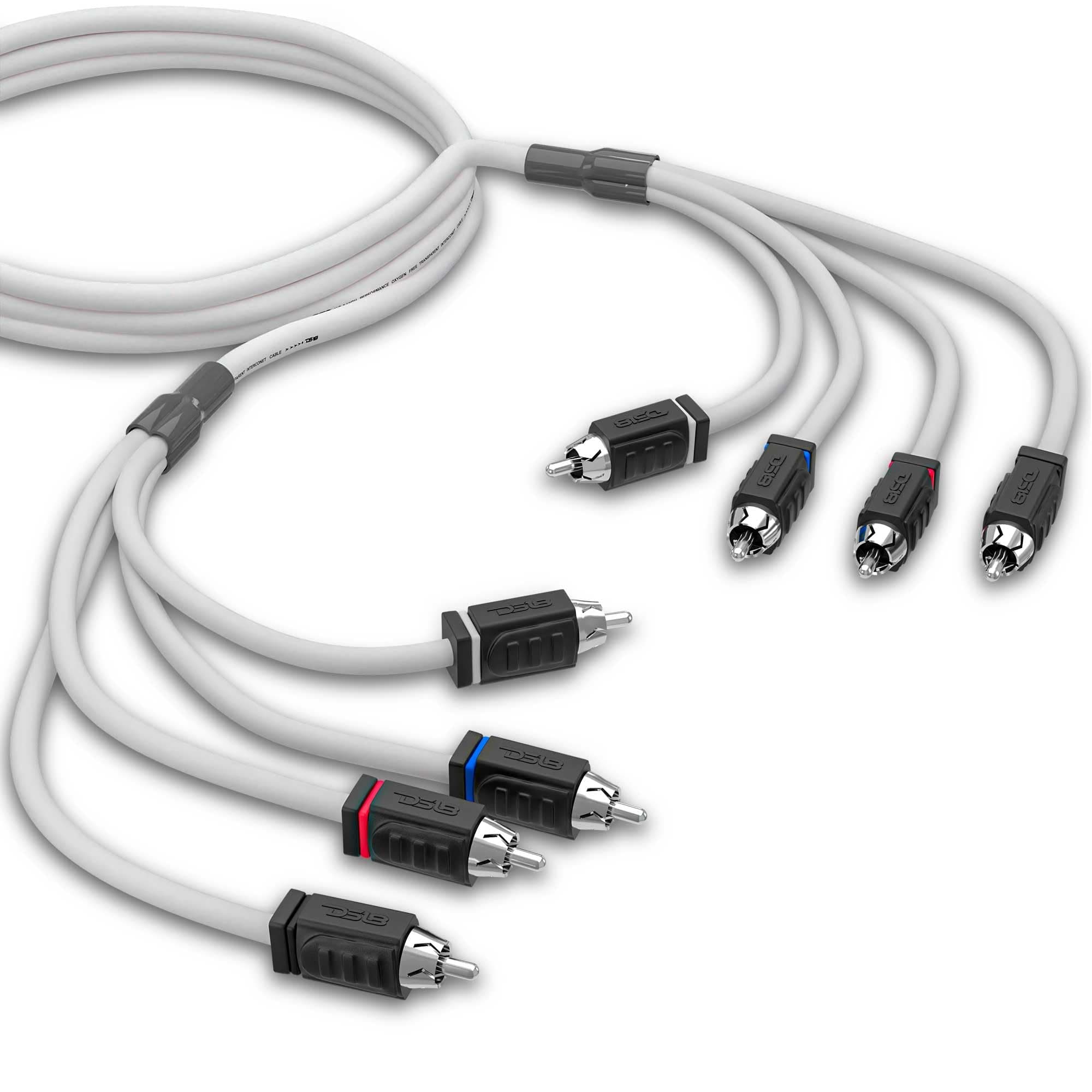 DS18 MOFCR-6FT.4CH 6 Foot 4 Channel Waterproof OFC Marine RCA Audio Interconnect Stereo Cable - 6 Feet