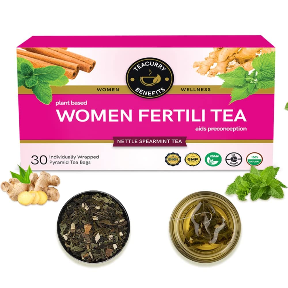 TEACURRY Women Support Tea|1 Months,30 Teabags- Spearmint,Asparagus,Shatavari,Nettle|Helps With Hormonal Balance,Tubal Blockage,Fibroids&Menopause.,2 grams