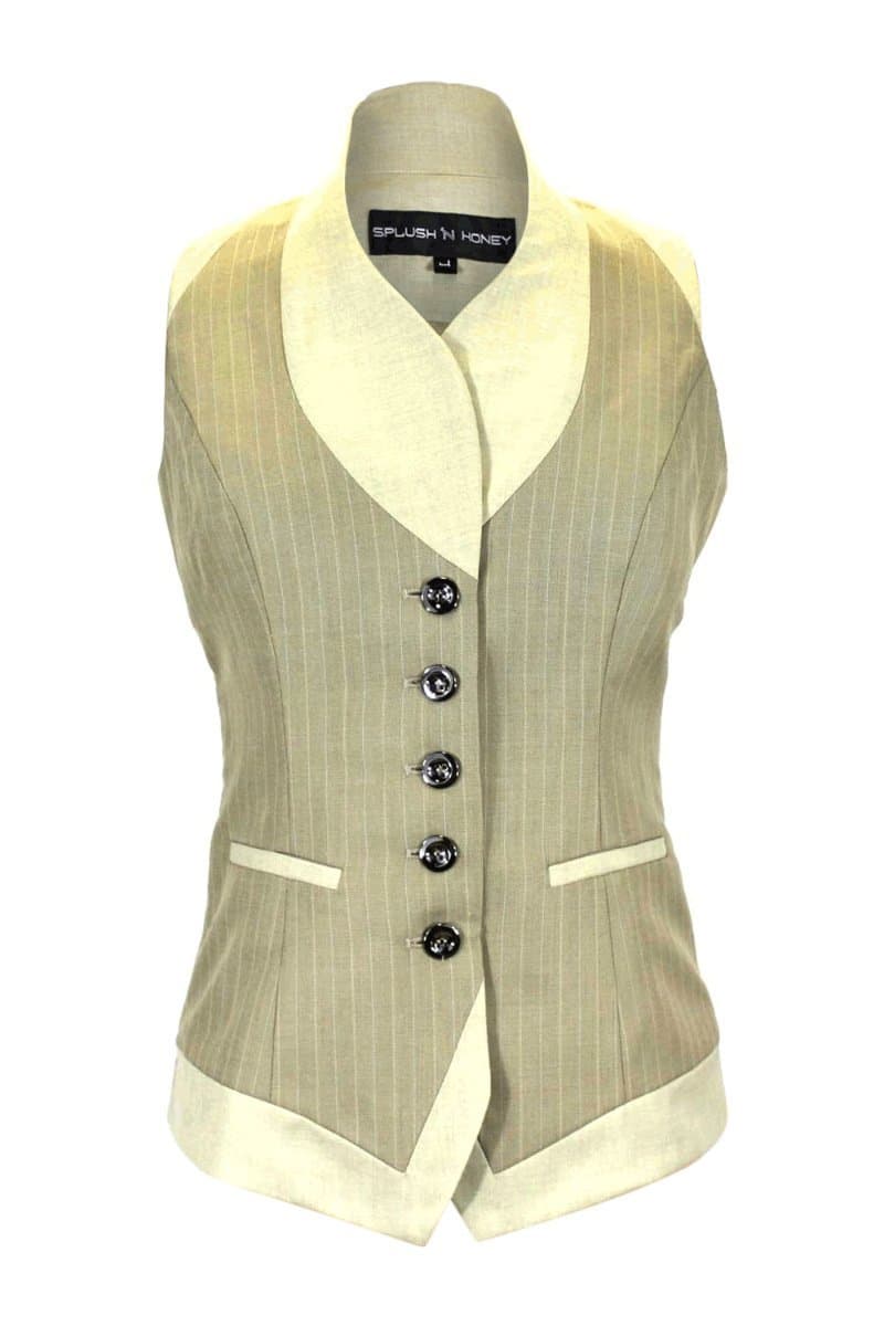 Splush N Honey Women's Cashmere Fashion Vest 4 Caramel Cream