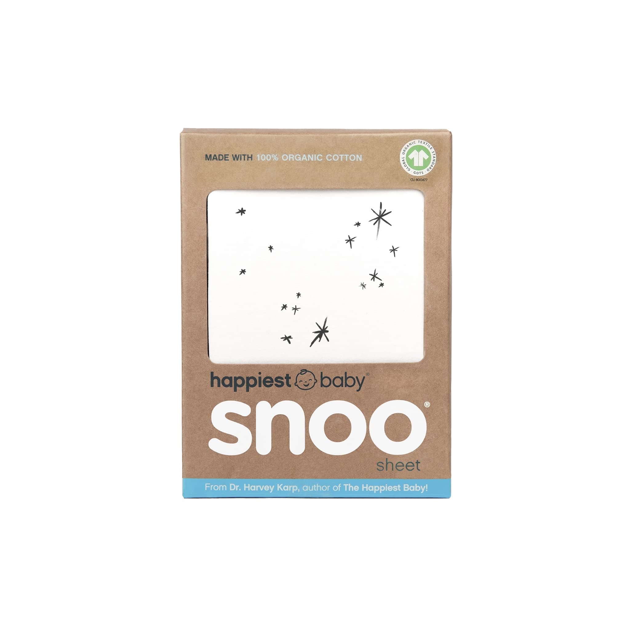 Happiest Baby SNOO Bassinet Fitted Sheet - 100% Organic Cotton Nursery Bedding - Fits SNOO Sleeper Crib Mattress (Ivory Galaxy)