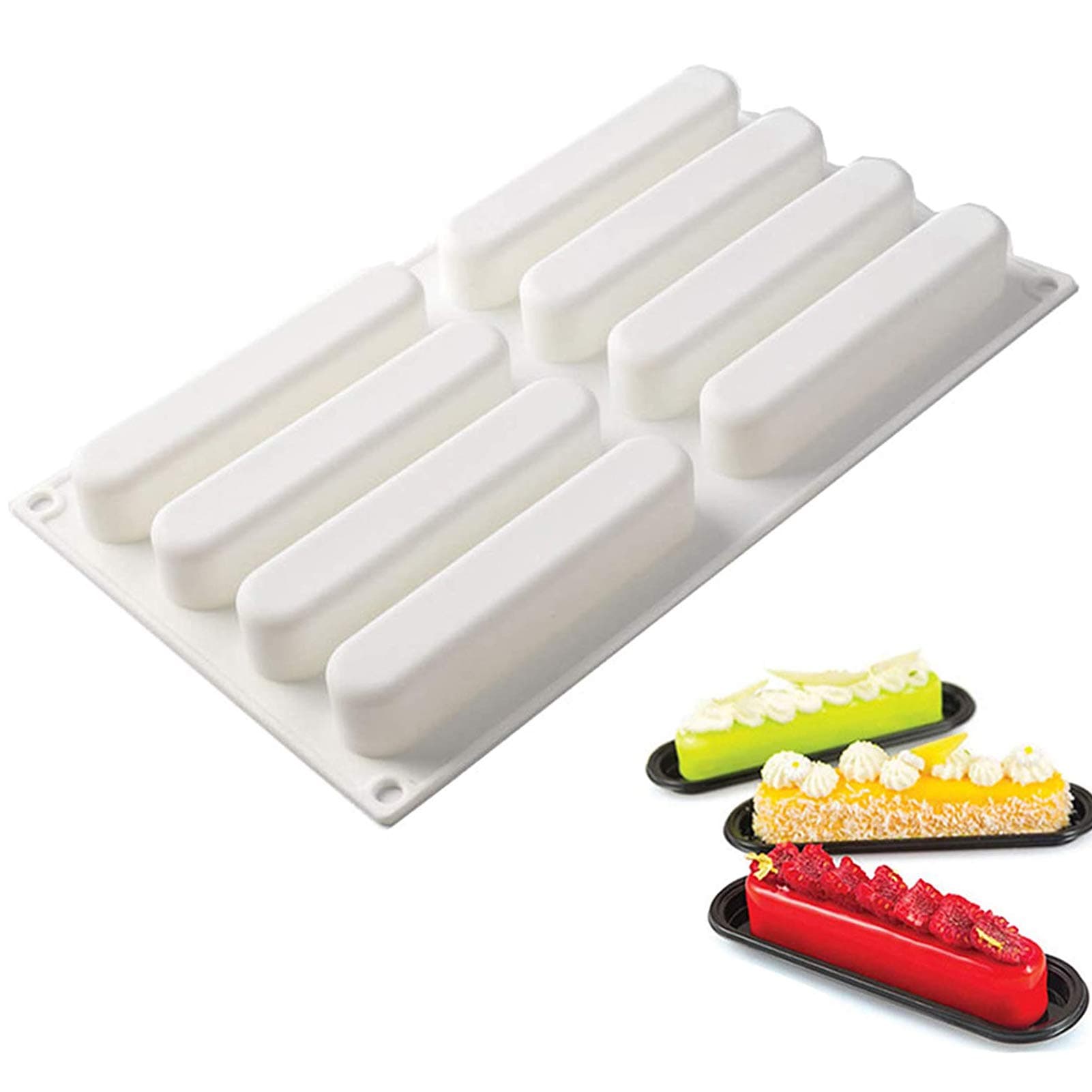 OCPO KITCHEN Eclair Silicone Mold for Baking Mousse Cake, 3D Silicone Baking ...