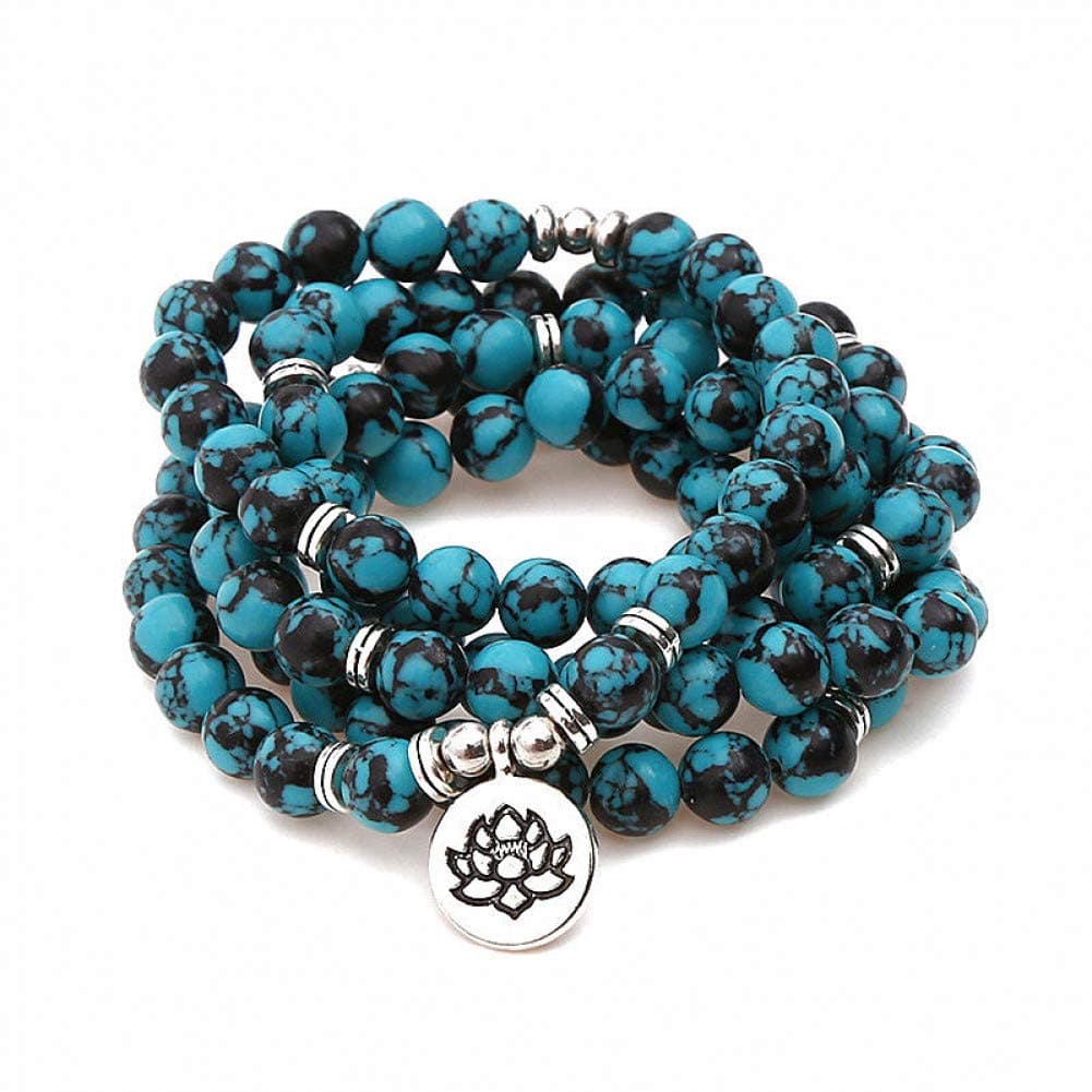 DOULAIMAIYA Buddhist Bracelet Natural 108 Turquoise Bracelet Buddha Pendant Necklace Yoga