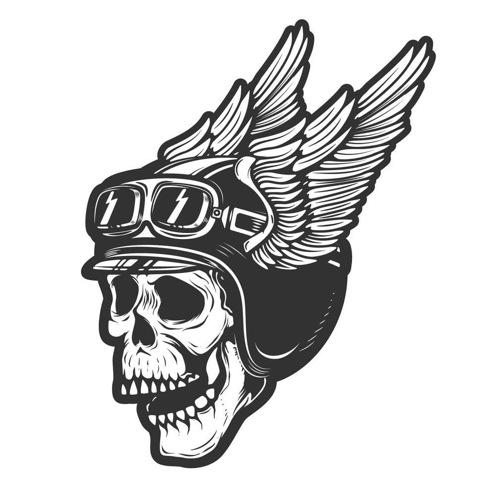 5 Ace Flying Skull Helmet Sticker Motivational Poster About Life (Paper; Multicolour)