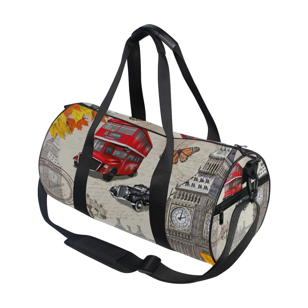 Vintage London Big Ben Sport Gym Bag Barrel Shoulder Handy Travel Duffle Bag for Woman Man