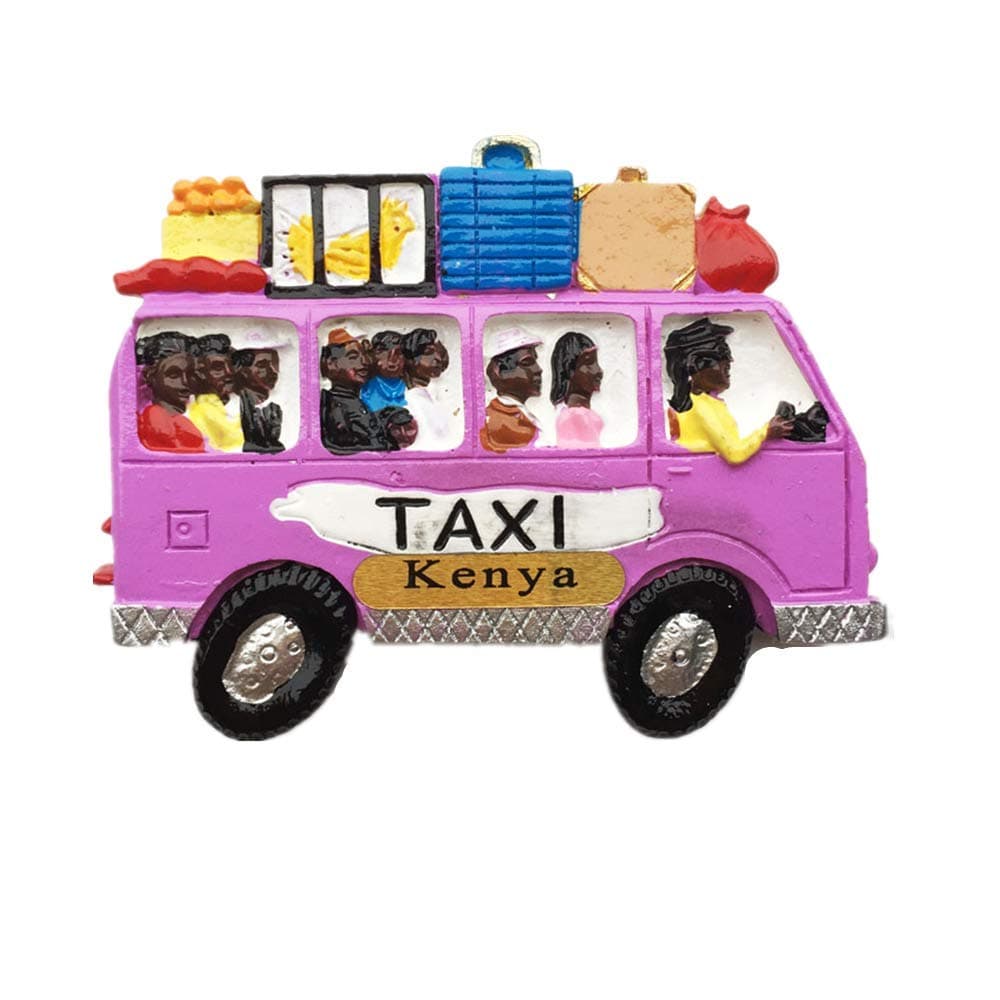 Taxi of Kenya Africa 3D Fridge Magnet,Home & kitchen Decoration Magnetic Sticker,Kenya Refrigerator MagnetIc Sticker Collection Purple