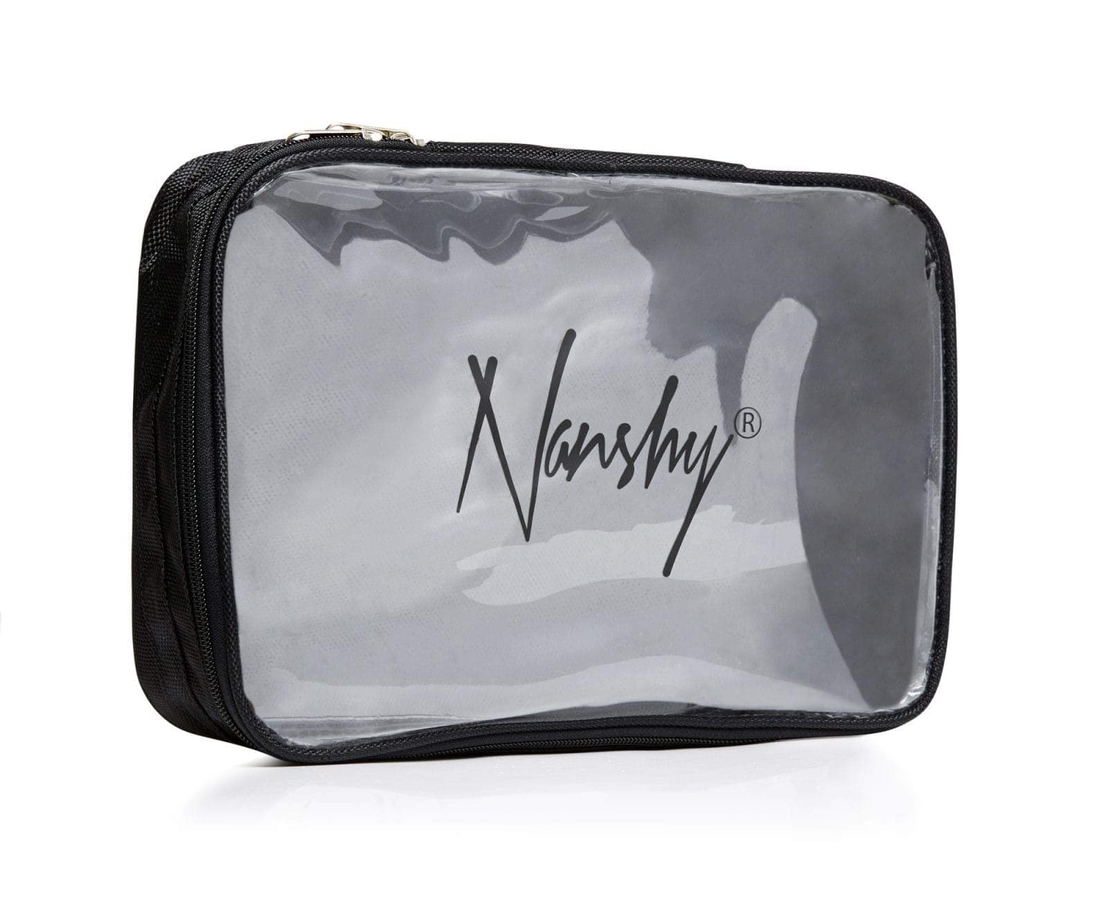 NanshyBlack Travel Cosmetic Makeup Organiser Bag with Clear Transparent Front and Zip - See Through - Great for Airport Cabin Flight Holiday Toiletry